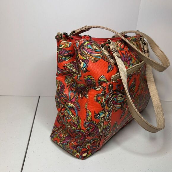 Sakroots Orange Bird Monogram Multicolor Satchel Shoulder Bag Womens Designer - Picture 5 of 12